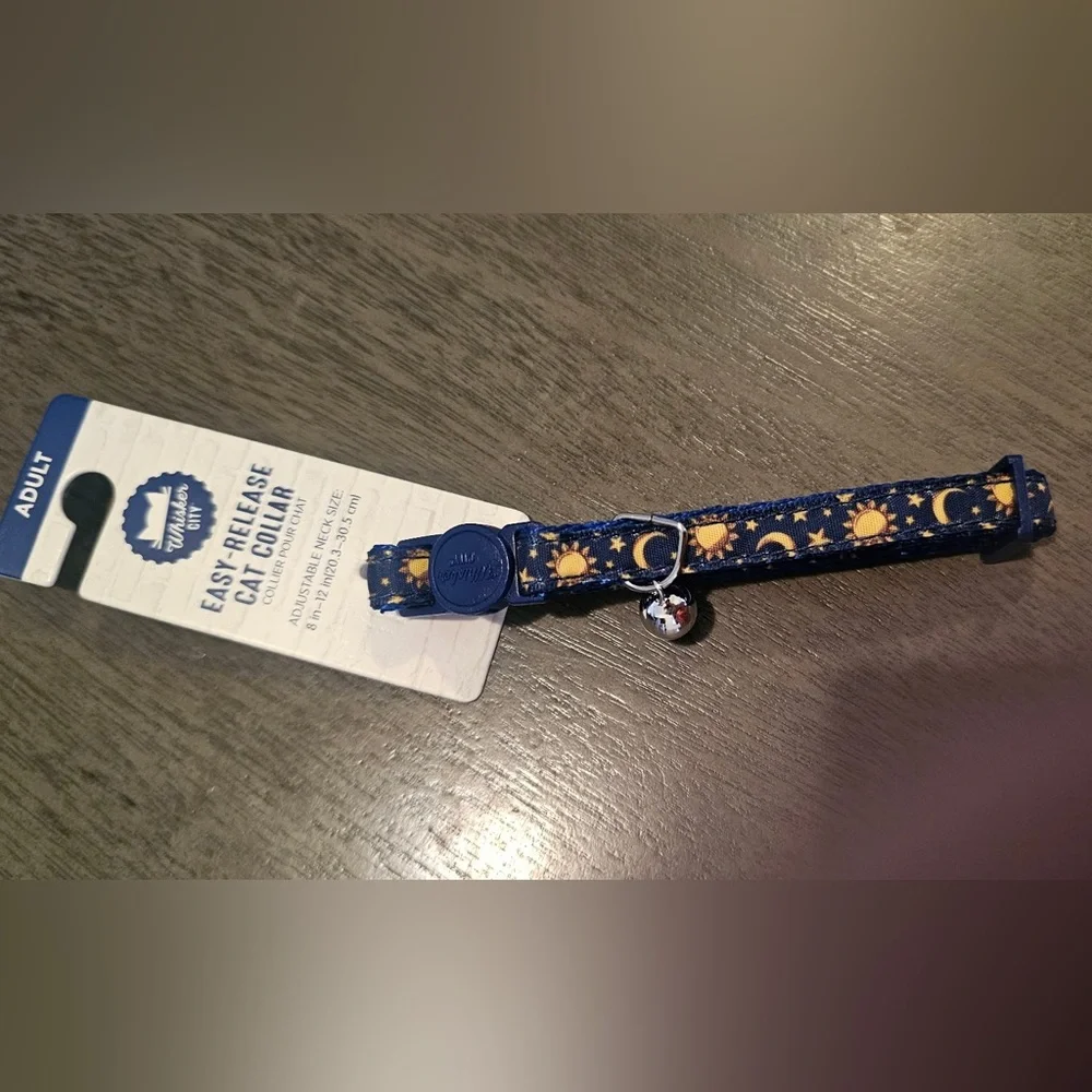 Whisker City Navy Moons Adult Cat Collar